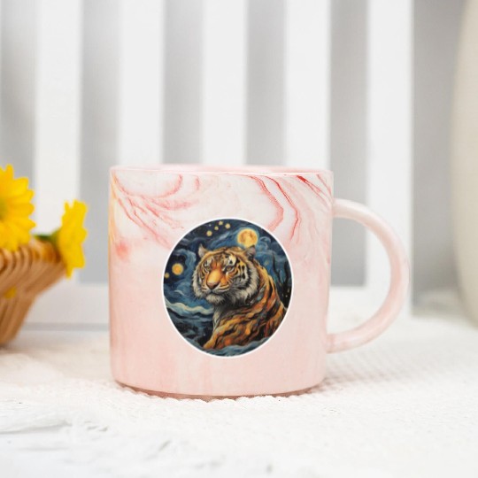 tiger design in painting style Marble Mugs