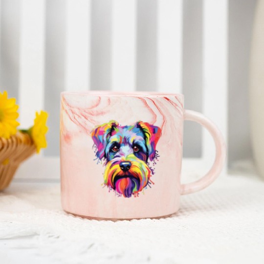 Watercolor Colorful Miniature Schnauzer Marble Mugs