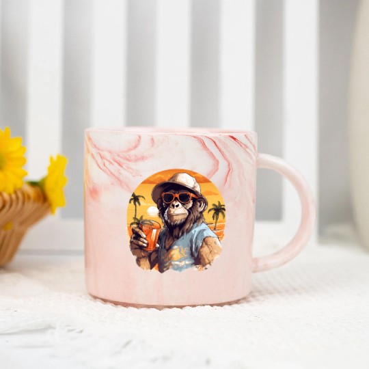 Cool Monkey With Drink Funny Animals Chimpanzee Marble Mugs