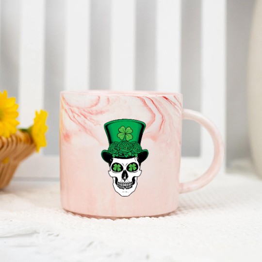 St Patrick's Day Dia Los Muertos Shamrock Cool Marble Mugs