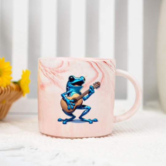 Poison dart frog guitar Marble Mugs