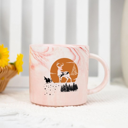 The Reindeer Merry Christmas DESIGN Marble Mugs
