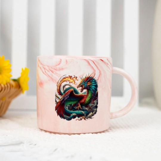Aether s Embrace The Phoenix Dragon Marble Mugs