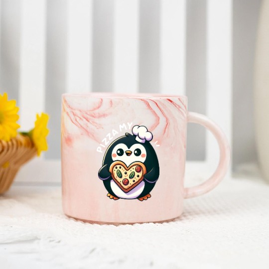 Pizza My Heart - Cheesy Love Marble Mugs