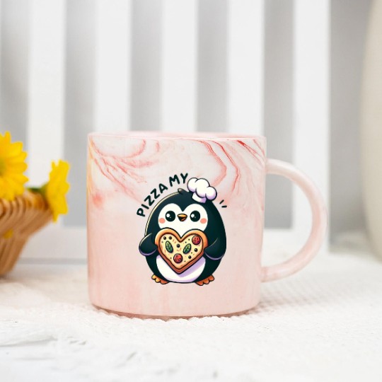 Pizza My Heart - Cheesy Love Marble Mugs
