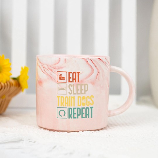 Eat Sleep Train Dogs Repeat Pet Animal Lover Gift Marble Mugs