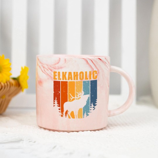 Elk Hunting Elkaholic Hunters Marble Mugs