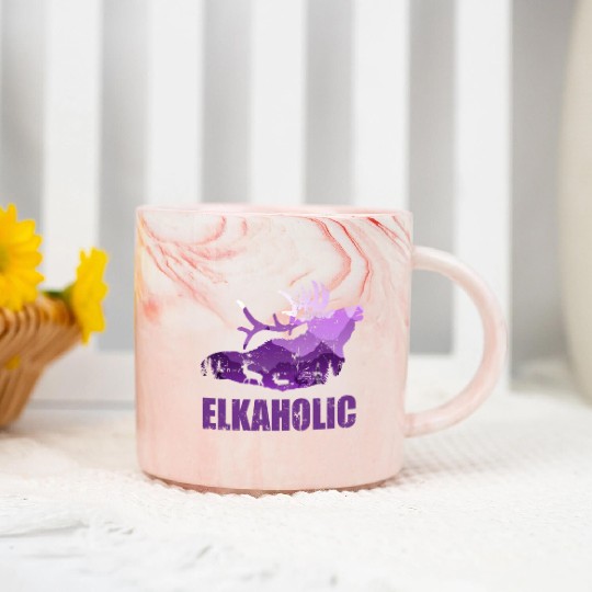 Elk Hunting Elkaholic Hunters Marble Mugs