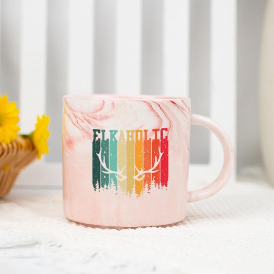 Elk Hunting Elkaholic Hunters Marble Mugs