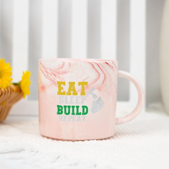 Eat Sleep Build Repeat Builder Fathers Day Gift Marble Mugs