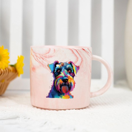 Watercolor Colorful Miniature Schnauzer Marble Mugs