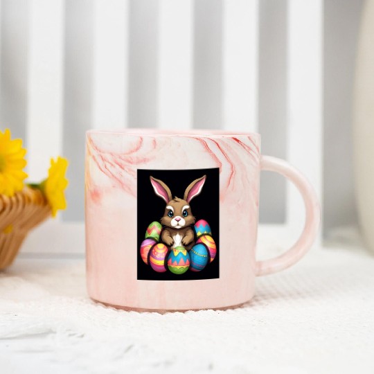 Easter Bunny Rabbit Colorful Eggs Easter Egg Hunt Marble Mugs