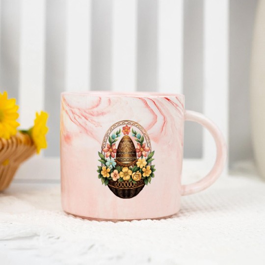 Easter Day Easter Egg Basket Mandala Art Egg Hunt Marble Mugs
