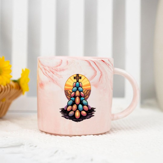 Christian Easter Day Cross Easter Egg Hunt Marble Mugs