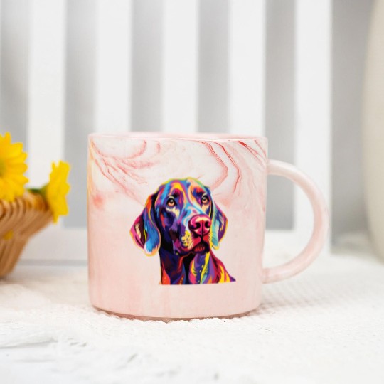 Watercolor Colorful Weimaraner Marble Mugs