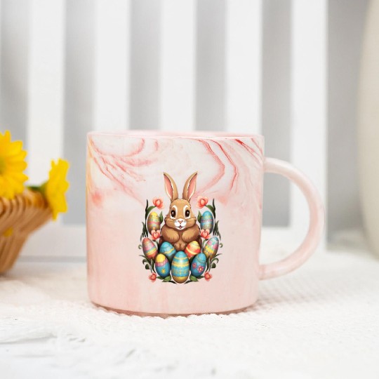 Easter Bunny Rabbit Colorful Eggs Easter Egg Hunt Marble Mugs
