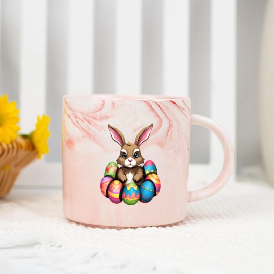 Easter Bunny Rabbit Colorful Eggs Easter Egg Hunt Marble Mugs