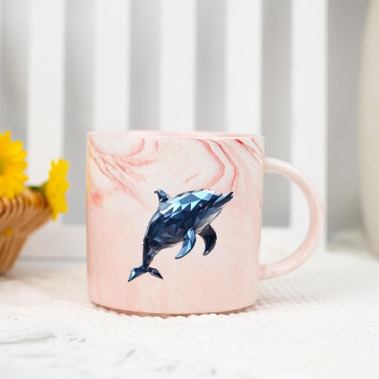 Geometric Style Dolphin Marble Mugs