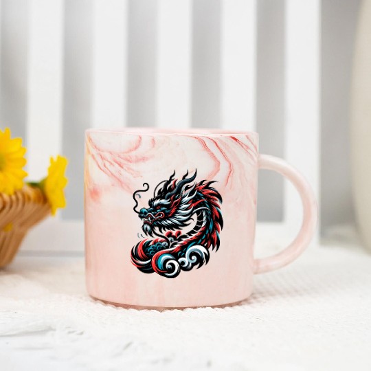 Colorful Chinese Dragon Artwork Essentials Marble Mugs