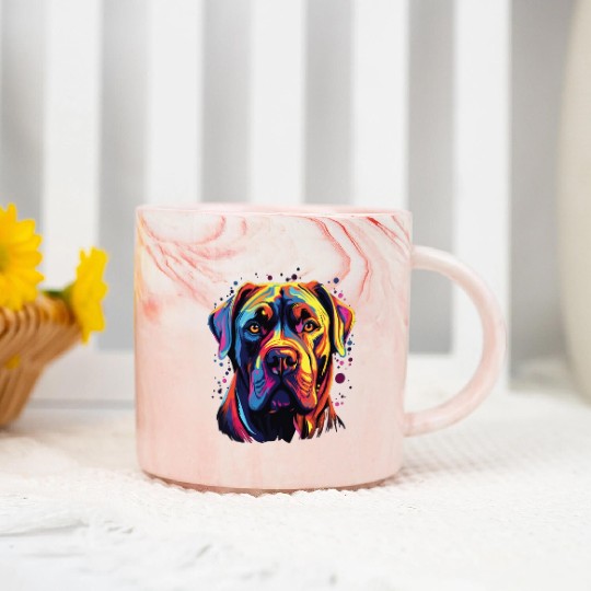 Watercolor Colorful Cane Corso Marble Mugs