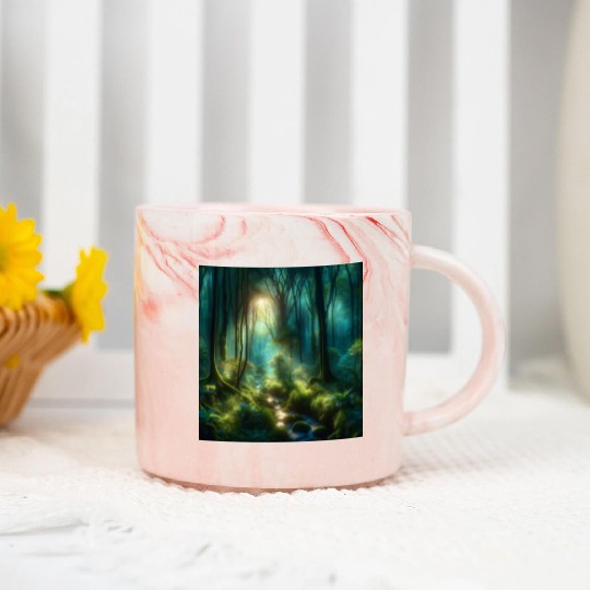 Twilight Enchantment A Mystical Forest Scene Marble Mugs