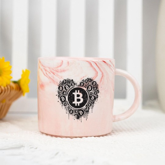 Bitcoin symbol crypto coins heart love 3 Marble Mugs