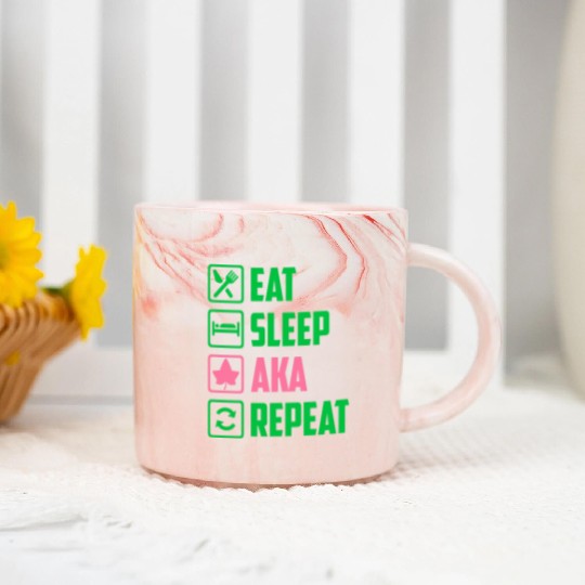 Eat Sleep AKA Repeat Alpha Kappa Alpha Womens Gift Marble Mugs
