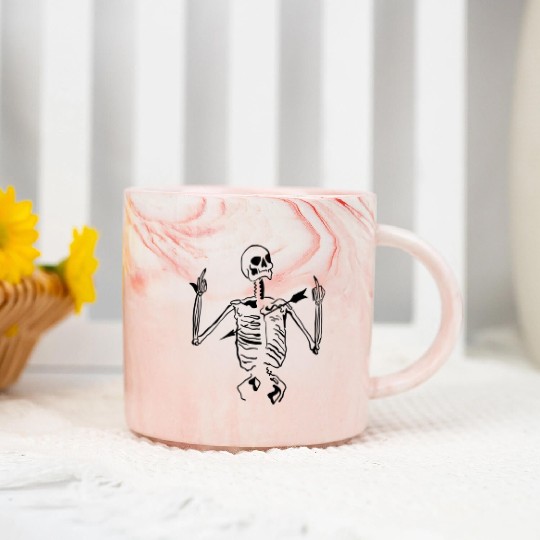 Skeleton pierced Fuck off Marble Mugs