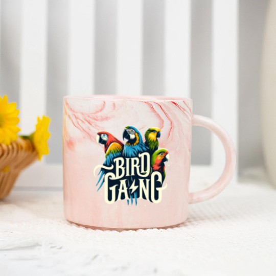 Bird Gang Parrot Funny Birder Flock Owner Macaw Marble Mugs