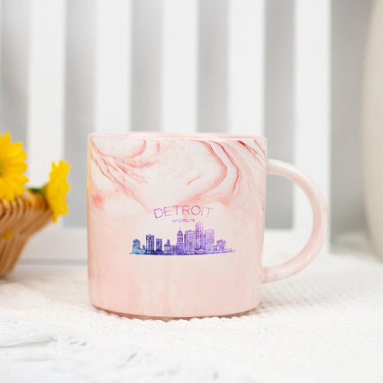 Detroit Skyline Marble Mugs
