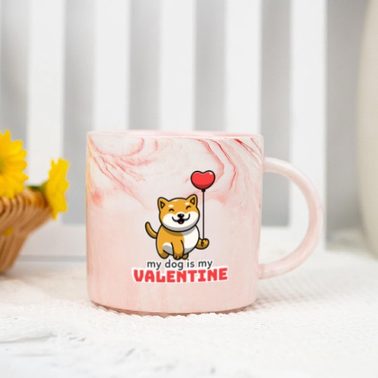 My dog is my valentine, funny cute valentine's day Marble Mugs