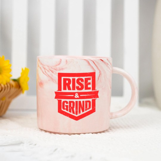 Rise and Grind Gym Typography Design Marble Mugs