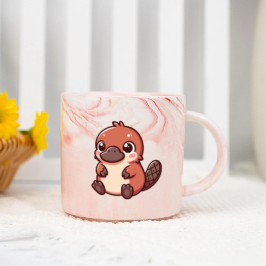 Playful Platypus Cartoon Marble Mugs