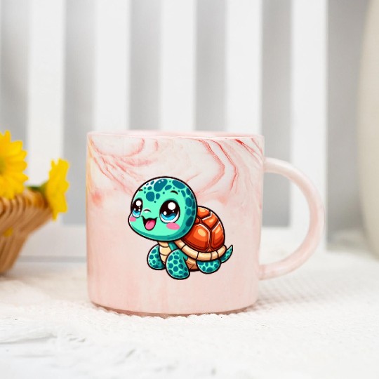 Graceful Sea Turtle Serenity Marble Mugs