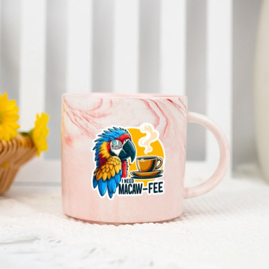 Blue Gold Macaw Macaw-Fee Coffee Lover Marble Mugs
