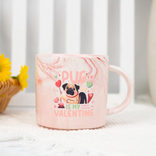 Pug Is My Valentine Cute Valentines Marble Mugs
