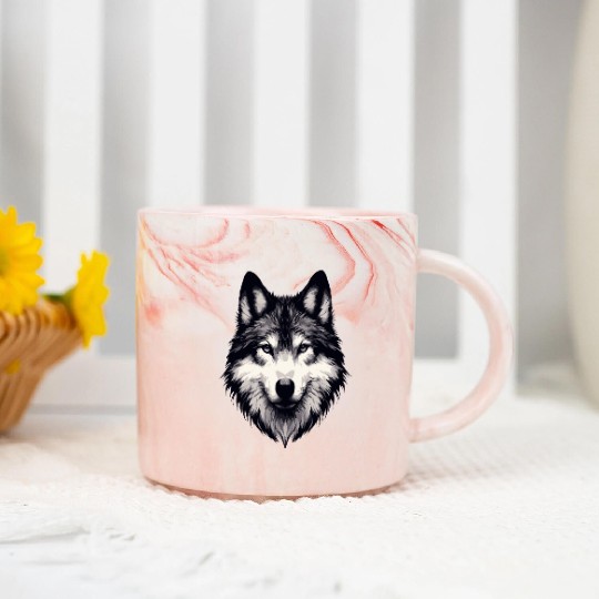 Mystic Alpha Wolf Marble Mugs