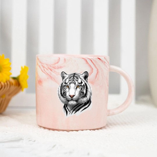Siberian Stare - Monochrome Tiger Essence Marble Mugs