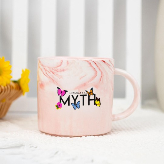 Impossible is a... Myth Hibiscus et papillon Marble Mugs