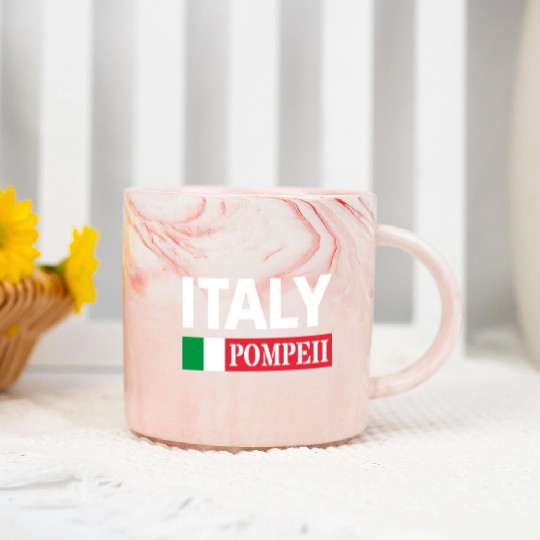 Italy Flag Pompeii Conservation Volcanic Eruption Marble Mugs