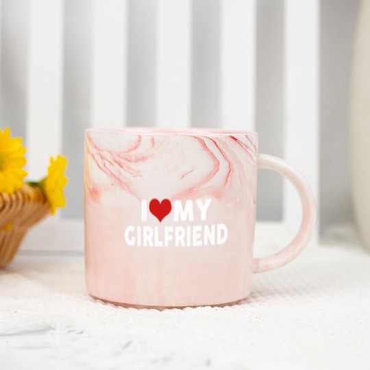 Vintage I Love My Girlfriend I Heart My Girlfriend Marble Mugs