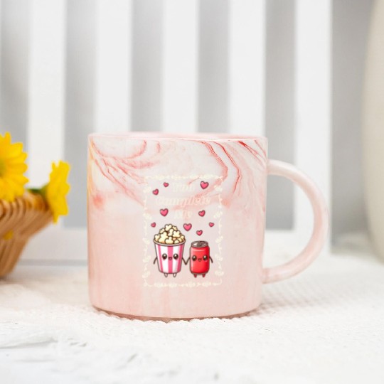 You Complete Me a cute kawaii-style popcorn cola Marble Mugs