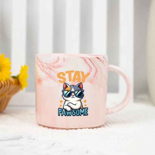 Stay Pawsome Cat for a Cat owner cat lover Marble Mugs