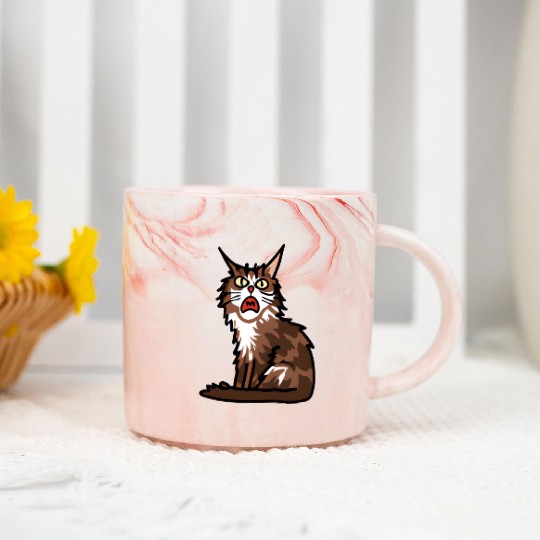 Maine Cat - Grumpy or Surprised Expression Marble Mugs