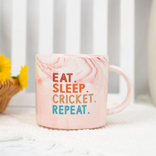 Eat Sleep Cricket Repeat Funny Marble Mugs