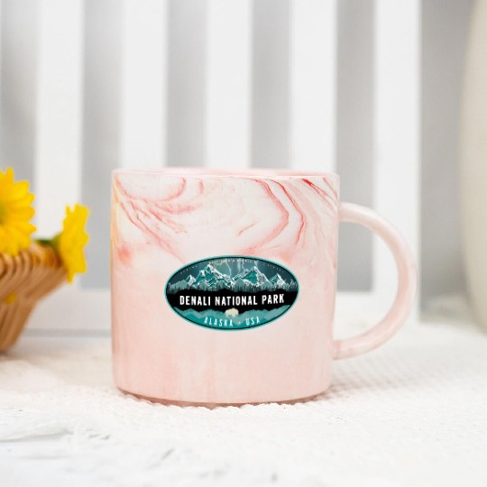 Denali National Park Alaska Hiking Camg Marble Mugs