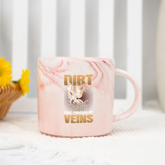 Dirt Runs Through My Veins Motocross Dirt Bike Marble Mugs