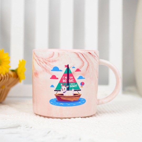 Sailboat: I'm on a boat, with a goat! Marble Mugs