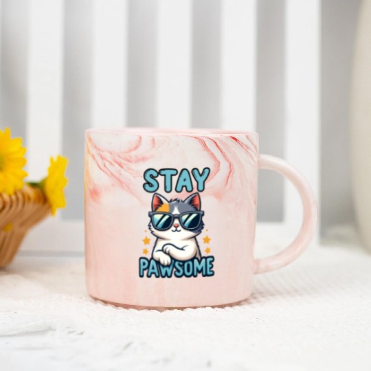 Stay Pawsome Cat for a Cat owner cat lover Marble Mugs