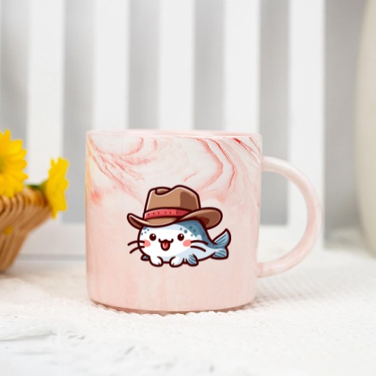 Catfish with Hat Marble Mugs